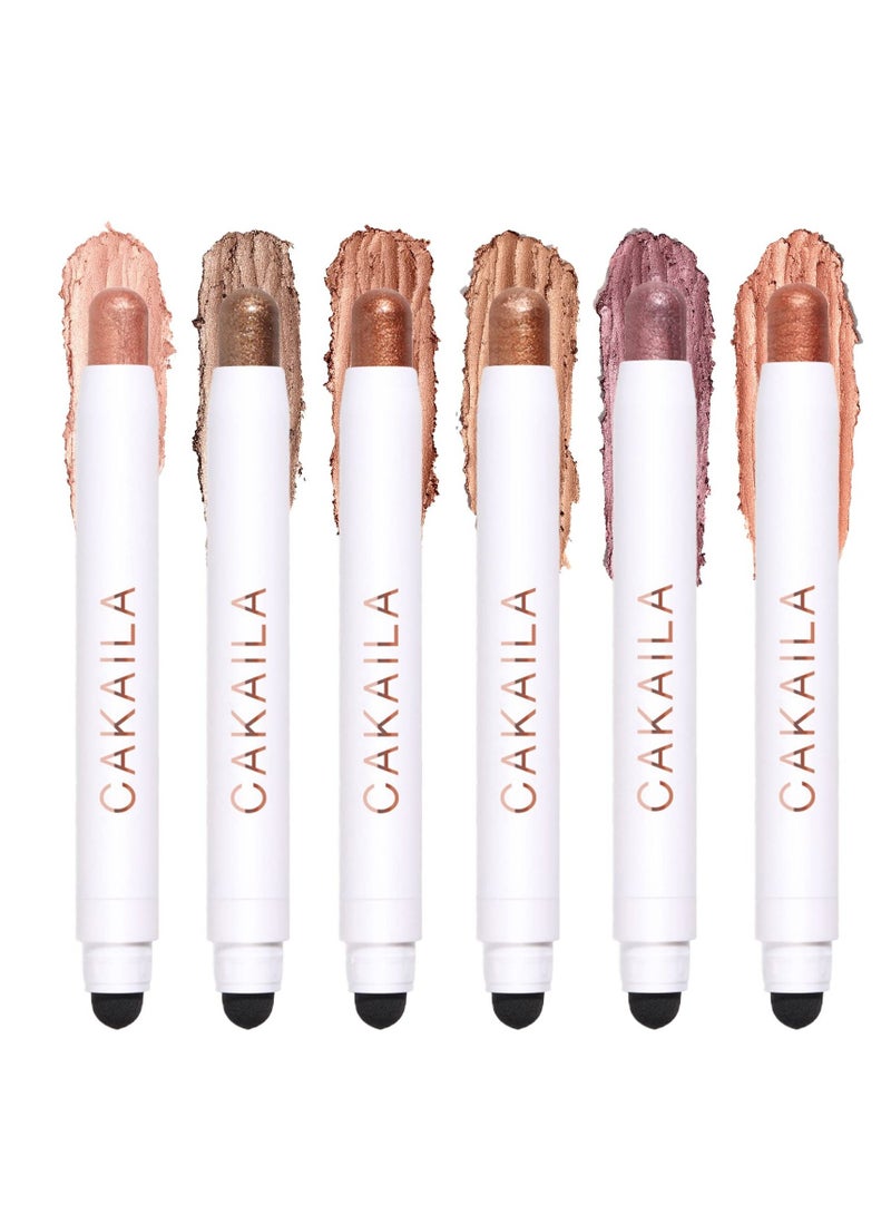 Generic 6 Pcs Eyeshadow Pencil Crayon Matte Professional Waterproof and Long Lasting Cream Eyeshadow Pencil Eyeshadow Stick Highlighter Makeup Copper Eyeshadow Eye Brightening Eyeshadow Stick Matte - Image 1