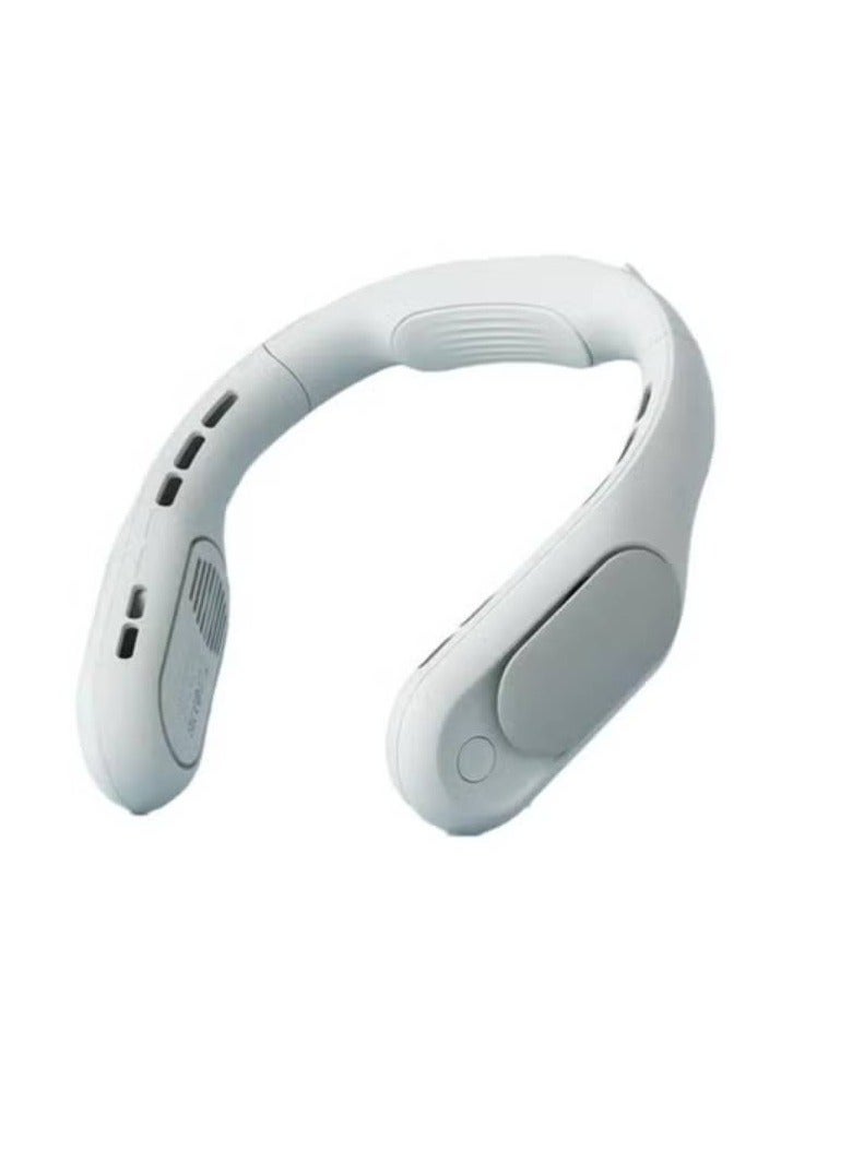 ارواق مراوح عنق محمولة بدون شفرات كهربائية قابلة لإعادة الشحن بدون أوراق معلقة برقبة معلقة تصميم دعامة للرقبة 4 سرعات مروحة تبريد للرقبة ، رمادي - Image 1