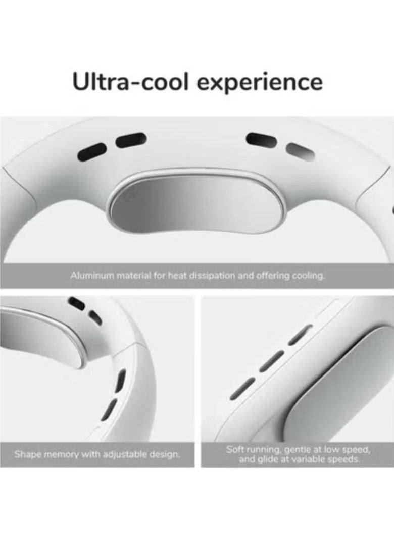 ارواق مراوح عنق محمولة بدون شفرات كهربائية قابلة لإعادة الشحن بدون أوراق معلقة برقبة معلقة تصميم دعامة للرقبة 4 سرعات مروحة تبريد للرقبة ، رمادي - Image 3