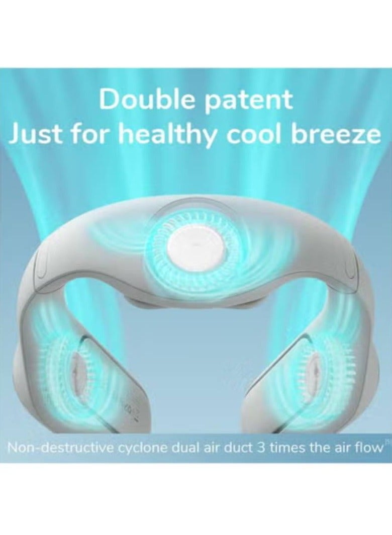 ارواق مراوح عنق محمولة بدون شفرات كهربائية قابلة لإعادة الشحن بدون أوراق معلقة برقبة معلقة تصميم دعامة للرقبة 4 سرعات مروحة تبريد للرقبة ، رمادي - Image 4