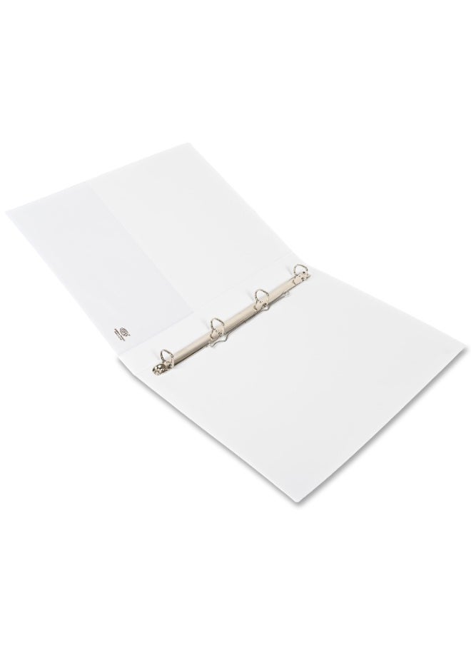 FIS Presentation Binder, A4 Size(210x297mm), 4[D]Ring Type, 35mm Ring Size, 1.75" Inches Spine with Clear PVC Pocket For Easy Insert Your Label Design, Packet of 2 Pieces, White Color-FSBD435DPB/2  - Image 3