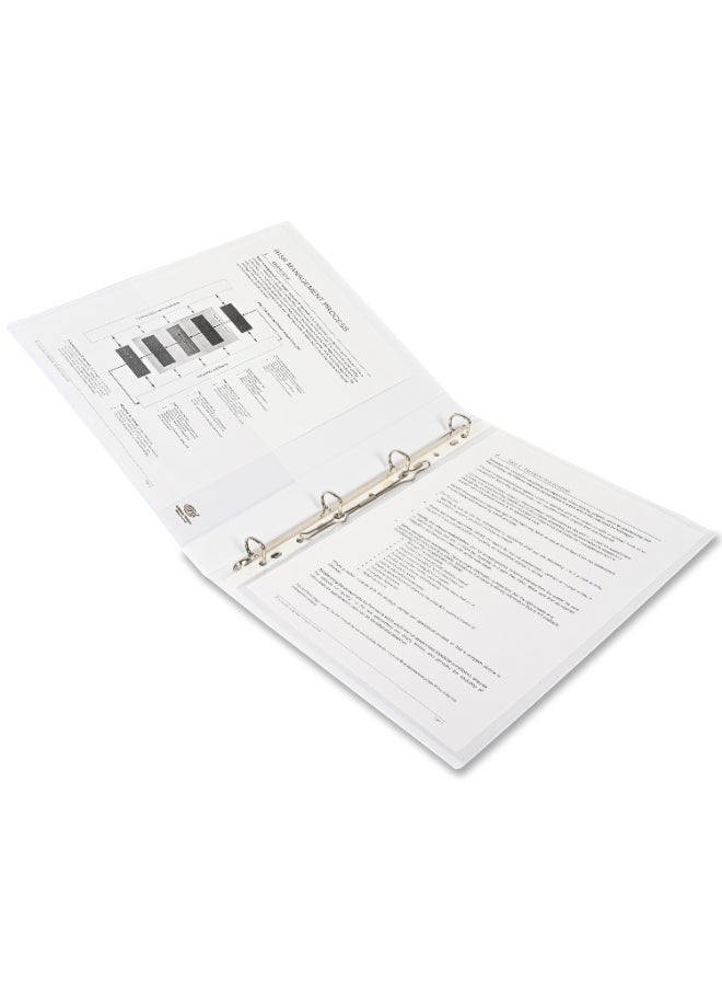 FIS Presentation Binder, A4 Size(210x297mm), 4[D]Ring Type, 35mm Ring Size, 1.75" Inches Spine with Clear PVC Pocket For Easy Insert Your Label Design, Packet of 2 Pieces, White Color-FSBD435DPB/2  - Image 4