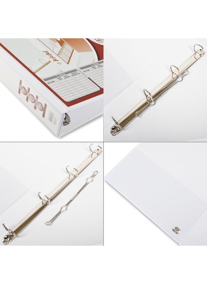 FIS Presentation Binder, A4 Size(210x297mm), 4[D]Ring Type, 35mm Ring Size, 1.75" Inches Spine with Clear PVC Pocket For Easy Insert Your Label Design, Packet of 2 Pieces, White Color-FSBD435DPB/2  - Image 2