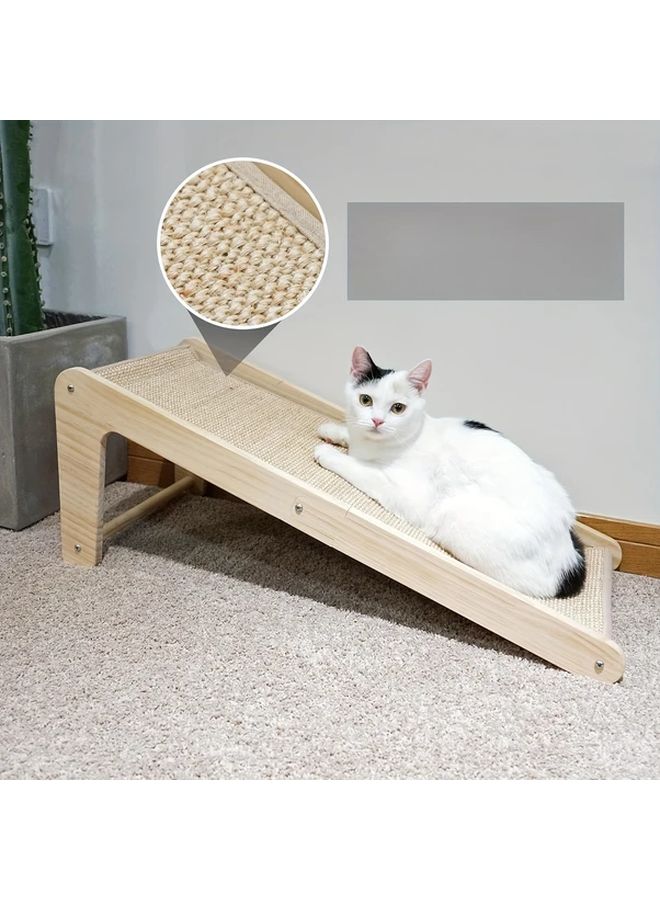 L Shaped Sisal Cat Scratching Ramp Pine Wood Foundation Wall Furniture Guard - Image 1
