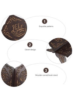 Arabest Foldable Wooden Book Stand, Book Holder with Pattern, Reading Bookshelf for Magazine, Cookbook, Prayer Book  - Image 3