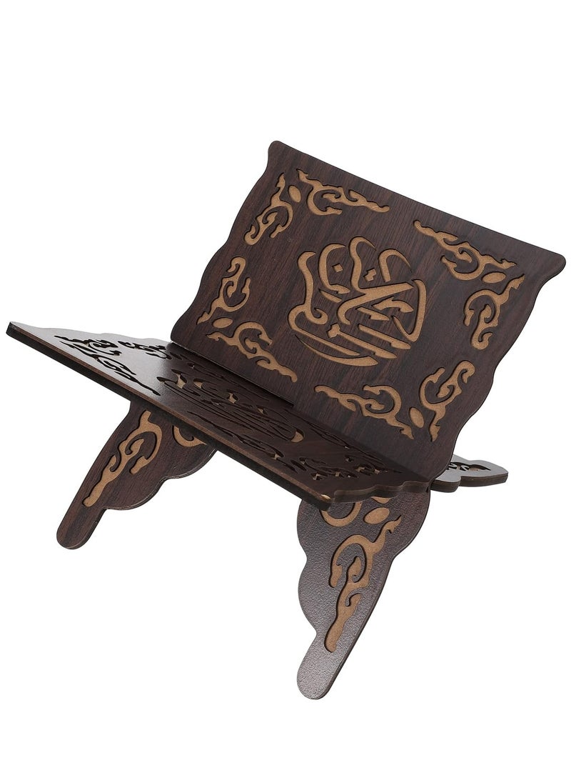 Arabest - Foldable Wooden Book Stand, Book Holder with Pattern, Reading Bookshelf for Magazine, Cookbook, Prayer Book - Image 1