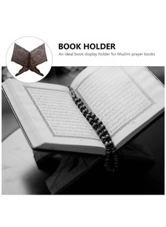 Arabest Foldable Wooden Book Stand, Book Holder with Pattern, Reading Bookshelf for Magazine, Cookbook, Prayer Book  - Image 2