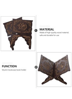 Arabest Foldable Wooden Book Stand, Book Holder with Pattern, Reading Bookshelf for Magazine, Cookbook, Prayer Book  - Image 4