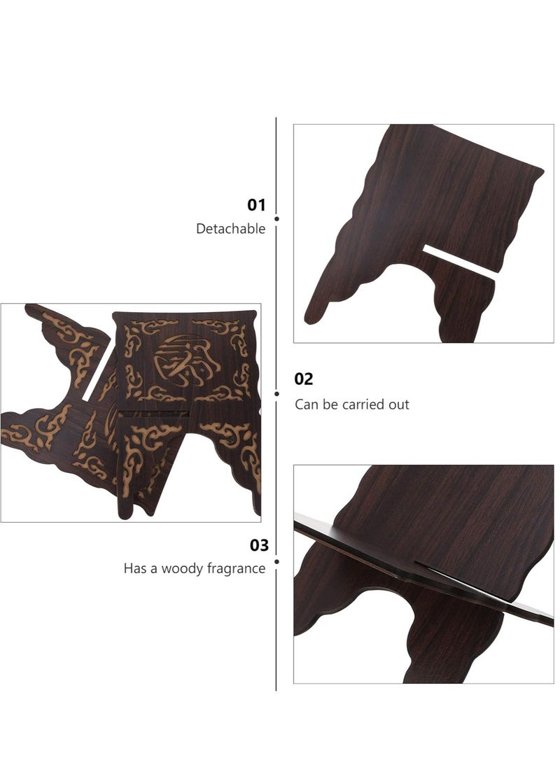 Arabest - Foldable Wooden Book Stand, Book Holder with Pattern, Reading Bookshelf for Magazine, Cookbook, Prayer Book - Image 1