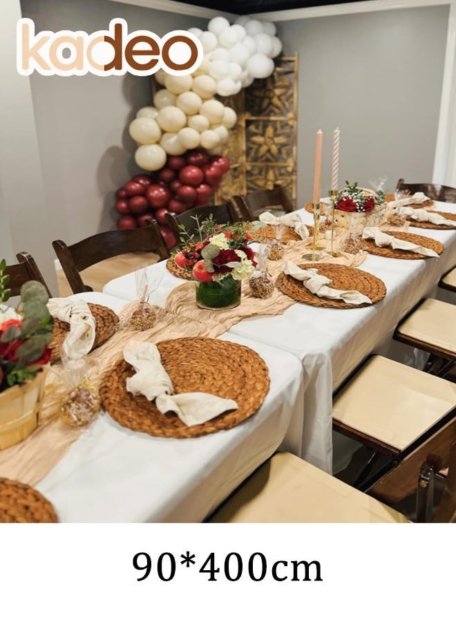 kadeo Cheesecloth Table Runner, Boho Gauze Wedding Cheese Cloth Table Runner, for Party Long Easter Rustic Sheer Table Runners for Baby Bridal Shower Decor 90*400CM - Image 4