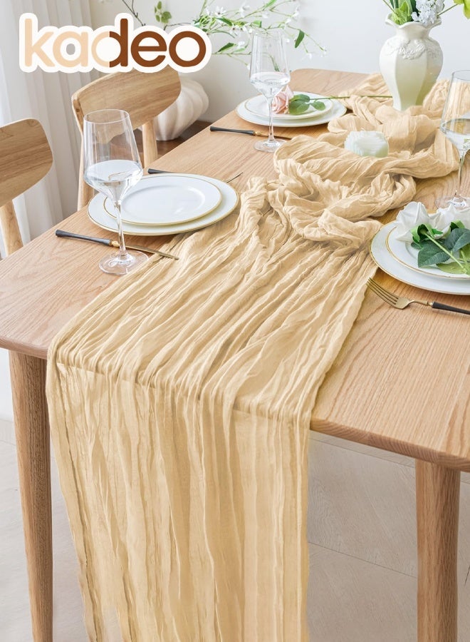 kadeo Cheesecloth Table Runner, Boho Gauze Wedding Cheese Cloth Table Runner, for Party Long Easter Rustic Sheer Table Runners for Baby Bridal Shower Decor 90*400CM - Image 1