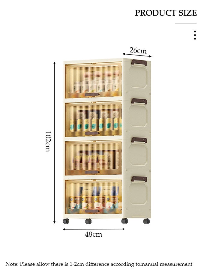 DUNISO خزانة تخزين بأدراج 4 طبقات مع عجلات، خزانة تخزين قائمة بسعة كبيرة، رف شفاف ومرئي مضاد للغبار، خزانة تخزين بلاستيكية للأرضيات، منظم تخزين أدراج لغرفة المعيشة، الحمام، المطبخ، وغرفة النوم - Image 2