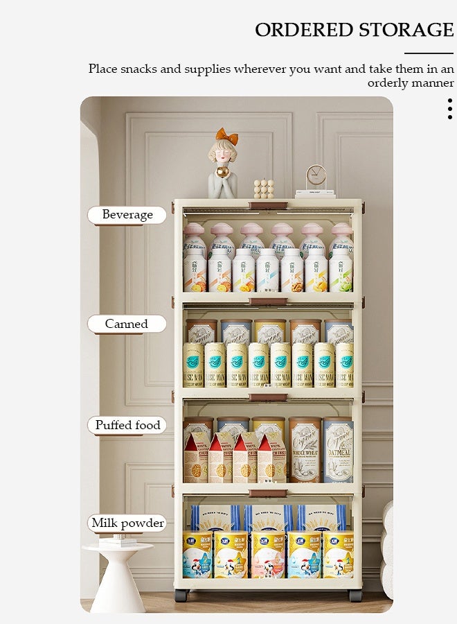 DUNISO خزانة تخزين بأدراج 4 طبقات مع عجلات، خزانة تخزين قائمة بسعة كبيرة، رف شفاف ومرئي مضاد للغبار، خزانة تخزين بلاستيكية للأرضيات، منظم تخزين أدراج لغرفة المعيشة، الحمام، المطبخ، وغرفة النوم - Image 3