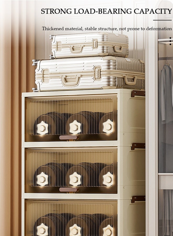 DUNISO خزانة تخزين بأدراج 4 طبقات مع عجلات، خزانة تخزين قائمة بسعة كبيرة، رف شفاف ومرئي مضاد للغبار، خزانة تخزين بلاستيكية للأرضيات، منظم تخزين أدراج لغرفة المعيشة، الحمام، المطبخ، وغرفة النوم - Image 5