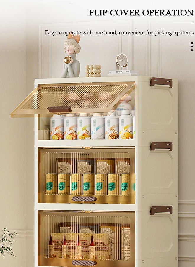 DUNISO خزانة تخزين بأدراج 4 طبقات مع عجلات، خزانة تخزين قائمة بسعة كبيرة، رف شفاف ومرئي مضاد للغبار، خزانة تخزين بلاستيكية للأرضيات، منظم تخزين أدراج لغرفة المعيشة، الحمام، المطبخ، وغرفة النوم - Image 4