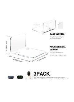 Anmi Acrylic Floating Wall Shelves Set of 3 for Security Cameras, Baby Monitors, Speakers - Universal Small Wall Shelf with Cable Clips, 10-Piece Strong Tapes, No Drill (Clear)  - Image 4
