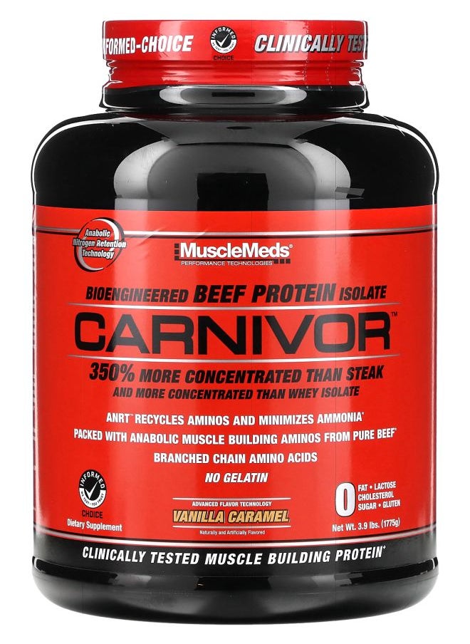 MUSCLEMEDS Carnivor Bioengineered Beef Protein Isolate Vanilla Caramel 3.9 lbs (1775 g) 