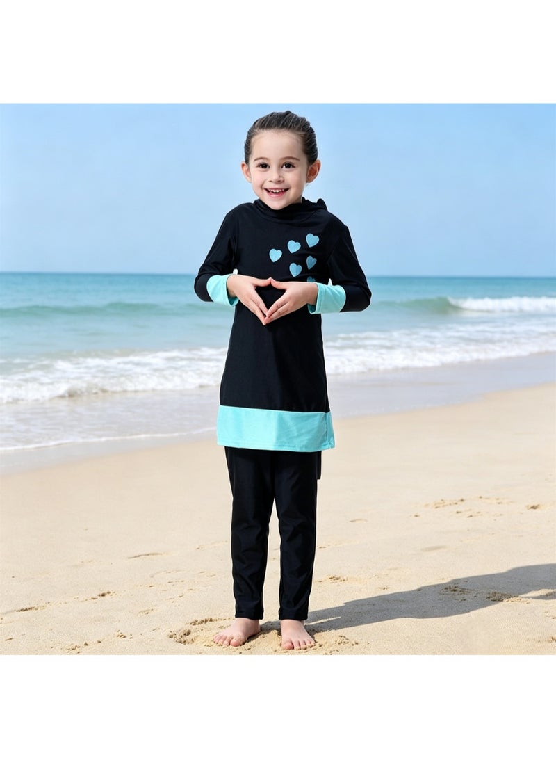 Kids unisex Modest Muslim Burkini Swimwear Kids Full Coverage Conservative Swimming Suit Quick Dry Sun Protection Swimsuit with Swim Cap - Image 1