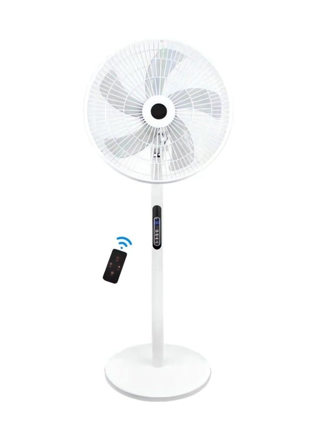 16 Inch Pedestal Fan with Remote Control, 5-Blade Oscillating Standing Fan Adjustable Height,Ultra Quiet, 8 Speed, 3 Winds Mode, 9 Hour Timer, LED Display, 90° Pivoting Head Air Circulator Fan (White)
