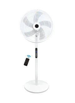 GGEROU 16 Inch Pedestal Fan with Remote Control, 5-Blade Oscillating Standing Fan Adjustable Height,Ultra Quiet, 8 Speed, 3 Winds Mode, 9 Hour Timer, LED Display, 90° Pivoting Head Air Circulator Fan (White)  - Image 1