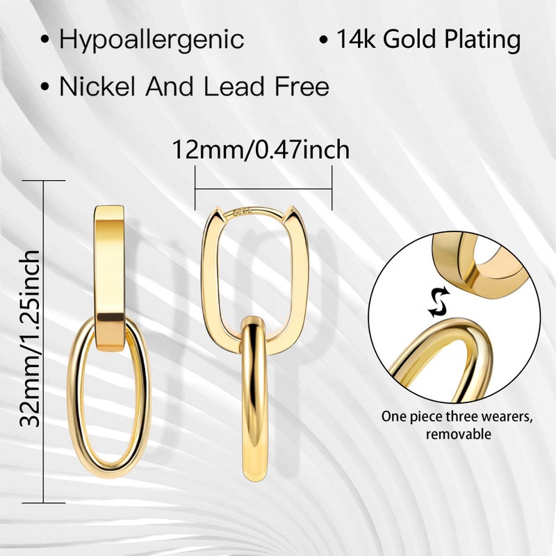 ALEXCRAFT Paperclip Gold Dangle Earrings For Women Small 14K Gold Plated Square Dangly Drop Earring Paperclip Hoop Trendy - Image 5