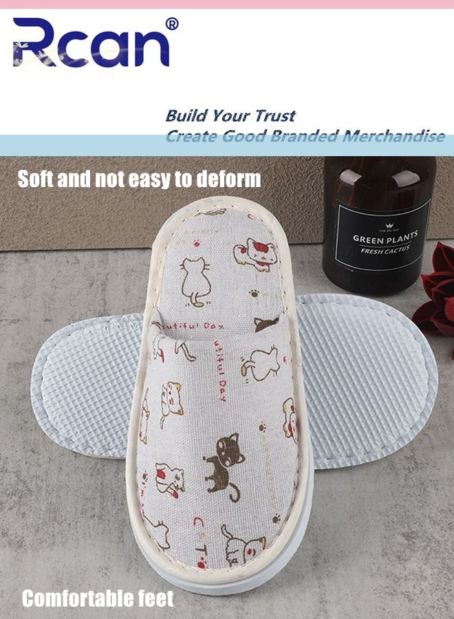 Rcan 5 Pairs Disposable Kids Guests Slippers, Closed Toe Bulk for Shoeless Home Multicolor Cotton Boys Girls Slipper for Indoor Hotel SPA Travel Park  - Image 5