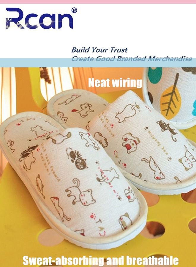Rcan 5 Pairs Disposable Kids Guests Slippers, Closed Toe Bulk for Shoeless Home Multicolor Cotton Boys Girls Slipper for Indoor Hotel SPA Travel Park  - Image 2