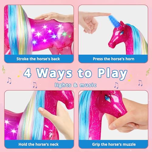 BETTINA Large Unicorn Princess Doll Set with Lights Sounds Magical Unicorn Toys 115 Inch Dolls Horse Playset Unicorn Gifts for Girls Ages 38 - Image 5