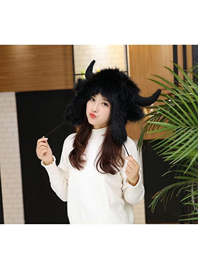Fakeface Unisex Animal Theme Hooded Hats Earflap Skull Caps Winter Thermal Soft Fluffy Plush Fancy Dress Party Halloween Cosplay Costume Headwear Beanies, Christmas Birthday Gift - Image 5
