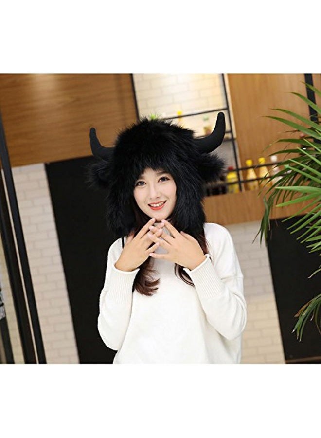 Fakeface Unisex Animal Theme Hooded Hats Earflap Skull Caps Winter Thermal Soft Fluffy Plush Fancy Dress Party Halloween Cosplay Costume Headwear Beanies, Christmas Birthday Gift - Image 4