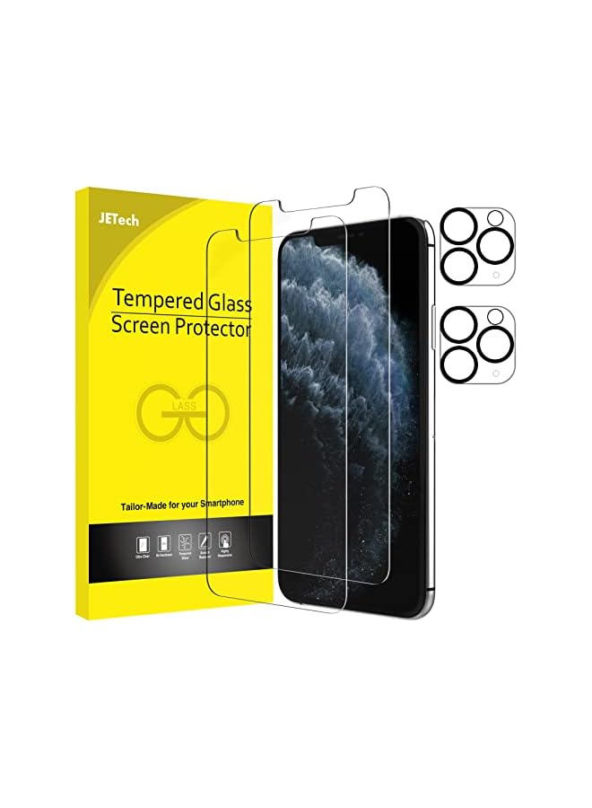 جي تيك واقي شاشة JETech لهاتف iPhone 11 Pro Max مقاس 6.5 بوصة مع واقي عدسة الكاميرا، طبقة من الزجاج المقسى، عبوتان لكل منهما - Image 1