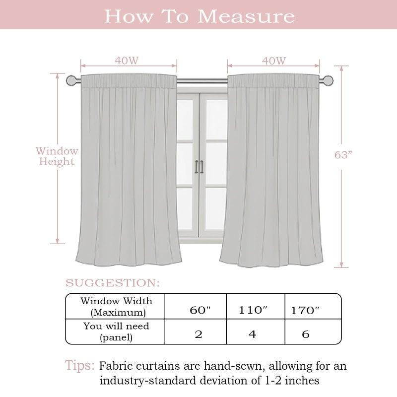 Simplebrand Natural Faux Linen Textured Curtains 63 Inch Length 2 Panels for Bedroom, Semi Sheer Light Filtering Privacy Farmhouse Curtains, Soft Thick Rod Pocket Window Drapes, 40W x 63L Inch - Image 2