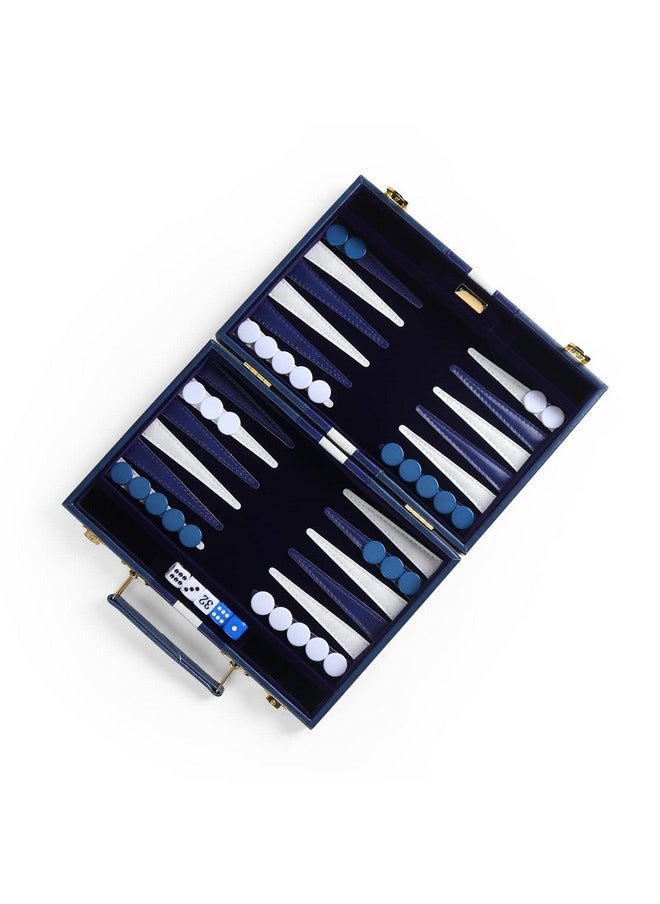 Magic Vosom - Travel Small 11 Inch Backgammon Blue Sets Classic Board Game With Premium Leather Case Portable Travels Strategy Backgammon Game Set For Adults Kids (Blue Small) - Image 1