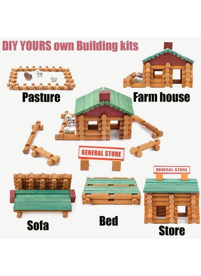 Joqutoys - 170 Pcs Classic Building Log Toys Wood Logs Set Set For Boy Creative Construction Educational Gift For Kids Ages 3+ - Image 1