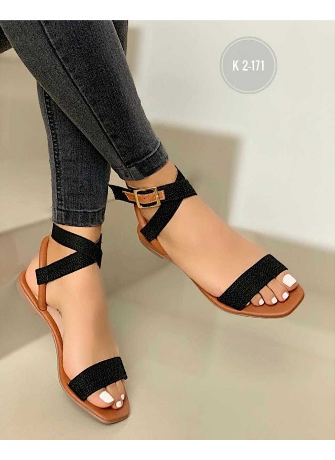 Rup Art Womens Ankle Strappy Flip Flops Flat Gladiator Sandals Summer Beach Ladies Shoes  - Image 2