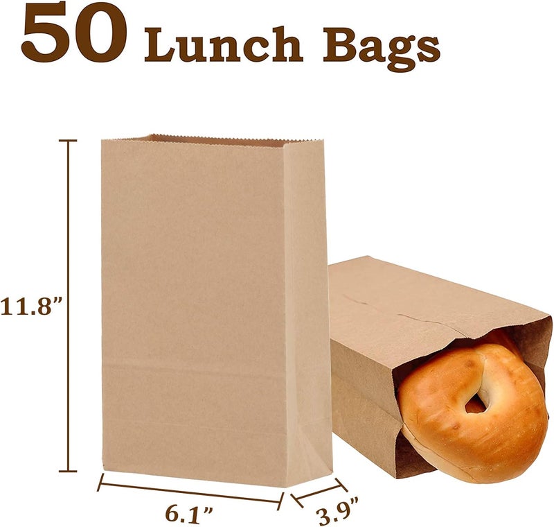 Mintboo Brown Paper Lunch Bags 100 Pack Kraft Paper Bags Lunch Snacks - Image 3