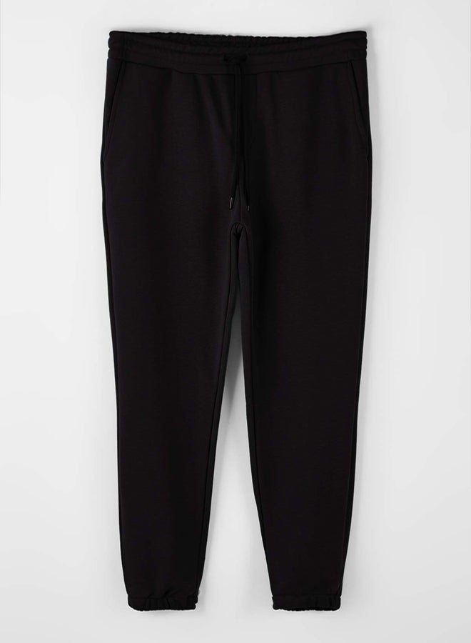 trendyol Black Regular/Normal Cut Pocket Top Label Detail Rubber Leg Track Suit - Image 1