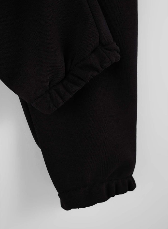 trendyol Black Regular/Normal Cut Pocket Top Label Detail Rubber Leg Track Suit - Image 3