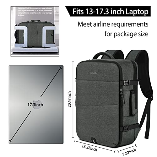 Lubardy Travel Backpack for Men Women 17 Inch Flight Approved Carry on Backpack Waterproof Large 40L Luggage Daypack Business College Weekender Overnight Laptop Backpack with 3 Packing Cubes, Grey - Image 3
