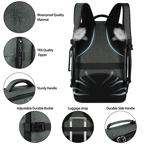 Lubardy Travel Backpack for Men Women 17 Inch Flight Approved Carry on Backpack Waterproof Large 40L Luggage Daypack Business College Weekender Overnight Laptop Backpack with 3 Packing Cubes, Grey - Image 5