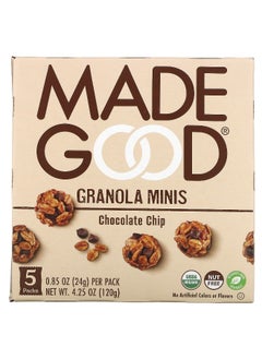 MADE GOOD MadeGood, Granola Minis, Chocolate Chip, 5 Packs, 0.85 oz (24 g) Each  - Image 1