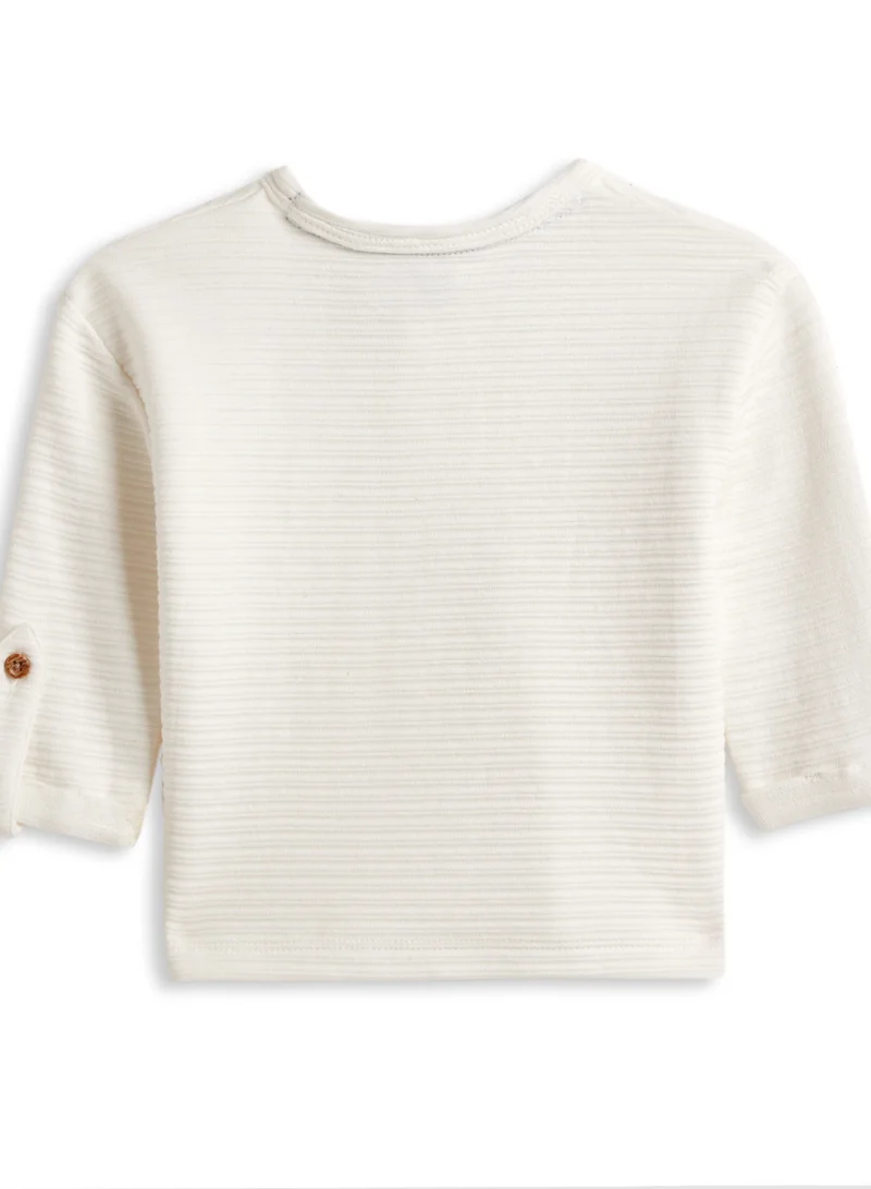 Dirkje Dirkje Boys Set - Chinese collar Textured Classic T-Shirt and Cargo Trousers