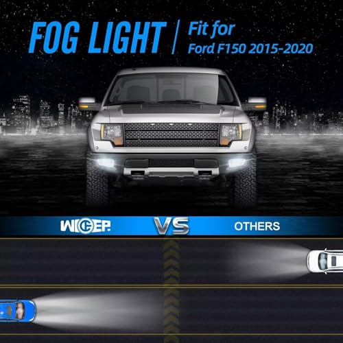 wideep Premium LED Fog Light Assemblies For F150 2015-2020 Ford and 17-19 F250/F350/F450 Super Duty, White Light Fog Lamp Assembly Kit, Plug and Play Anti-fog IP67 DC 12V, 2Pcs, JL3Z-7222-D - Image 5