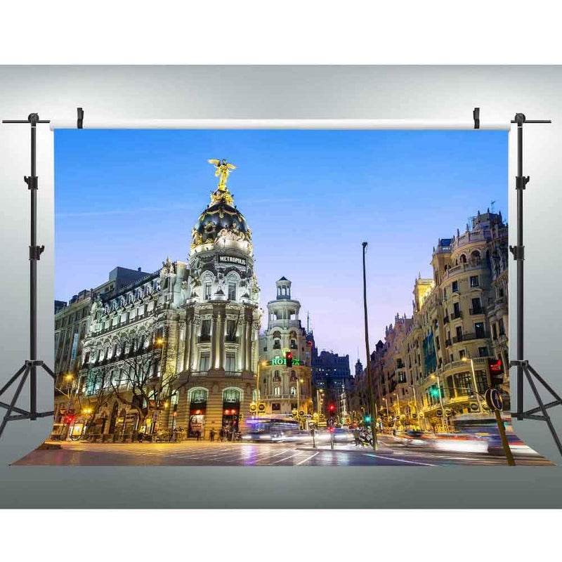 EOA 7W x5H FT Spain Madrid City Photography Background Metropolis Building Street Backdrop Portraits Party Banner Studio Props