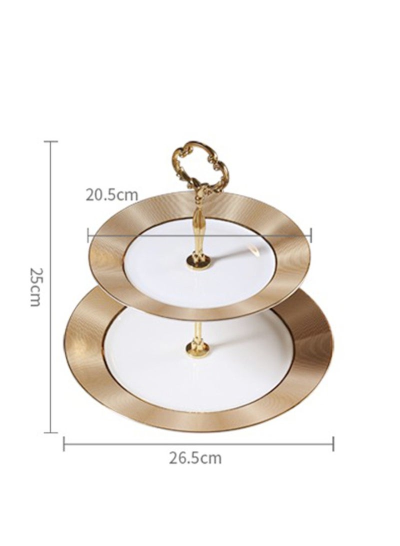 Y&D 2 Tier Ceramic Cake Stand Wedding, Dessert Cupcake Stand for Tea Party Serving Platter