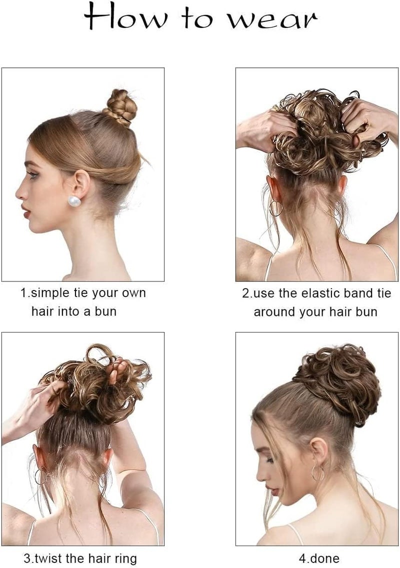 SARLA 2PCS Messy Hair Bun Hair Piece Small Scrunchies Synthetic Bun Hairpieces for Women Girls Updo Hair Extensions (Salt and Pepper) - Image 5