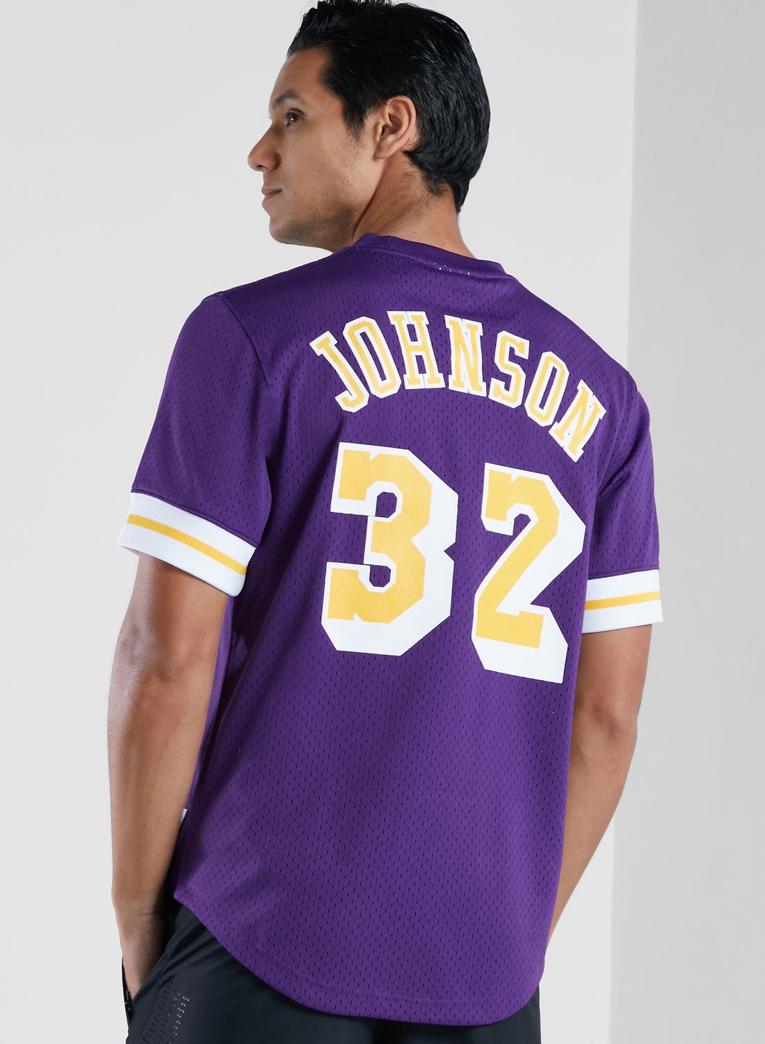 Mitchell & Ness Men's Magic Johnson Purple Los Angeles Lakers Mesh T-Shirt