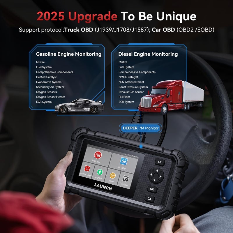 LAUNCH CRP 129 HD Heavy Duty Truck Scanner - All System Diesel Diagnostic Tool with 7+ Resets and 165 Live Graph Data - Image 2