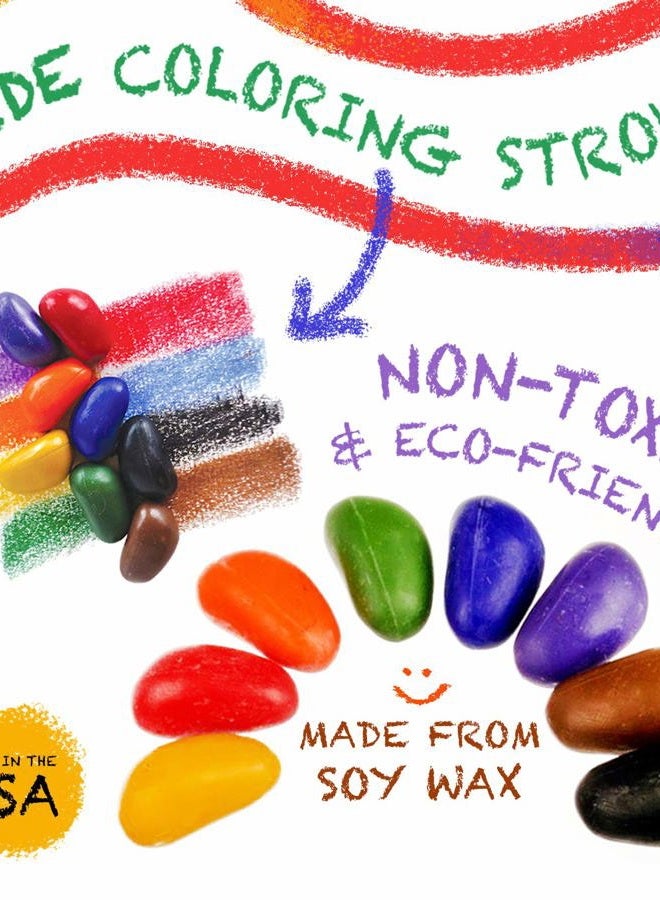 Crayon rocks - Non-Toxic soya crayons for kids [pencil grip stimulating] - "just Rocks" (64) durable ecological wax crayons in 16 washable colours in kraft paper box - drawing on paper and fabric - Image 4
