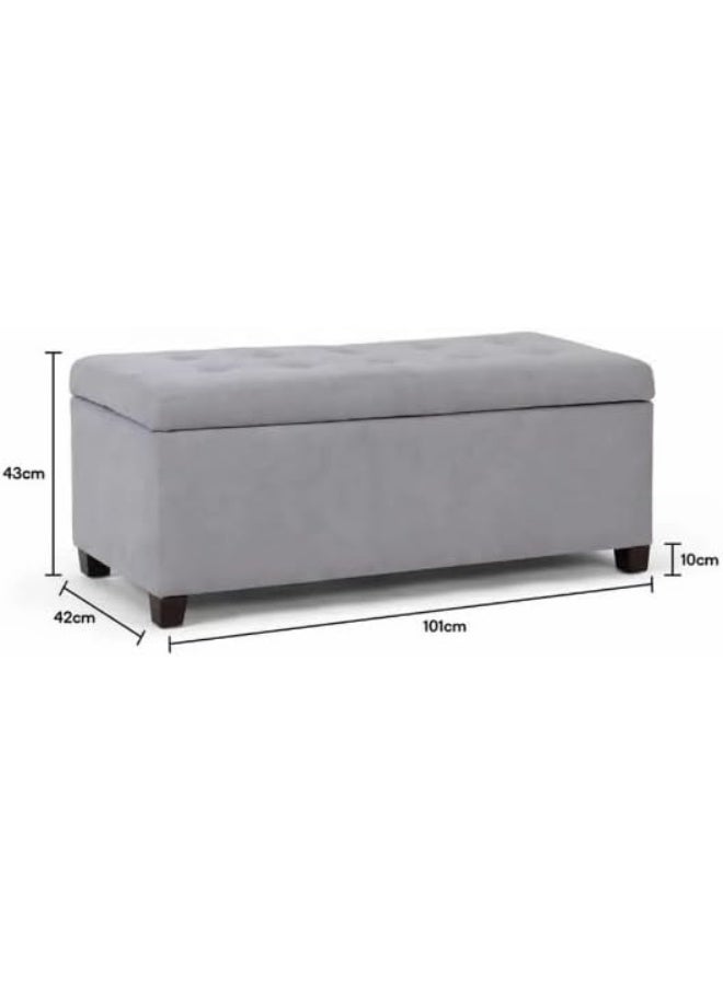 Ripple FURNITURE UAE Homes Fabric Storage Bench for Bedroom, Grey - Image 2